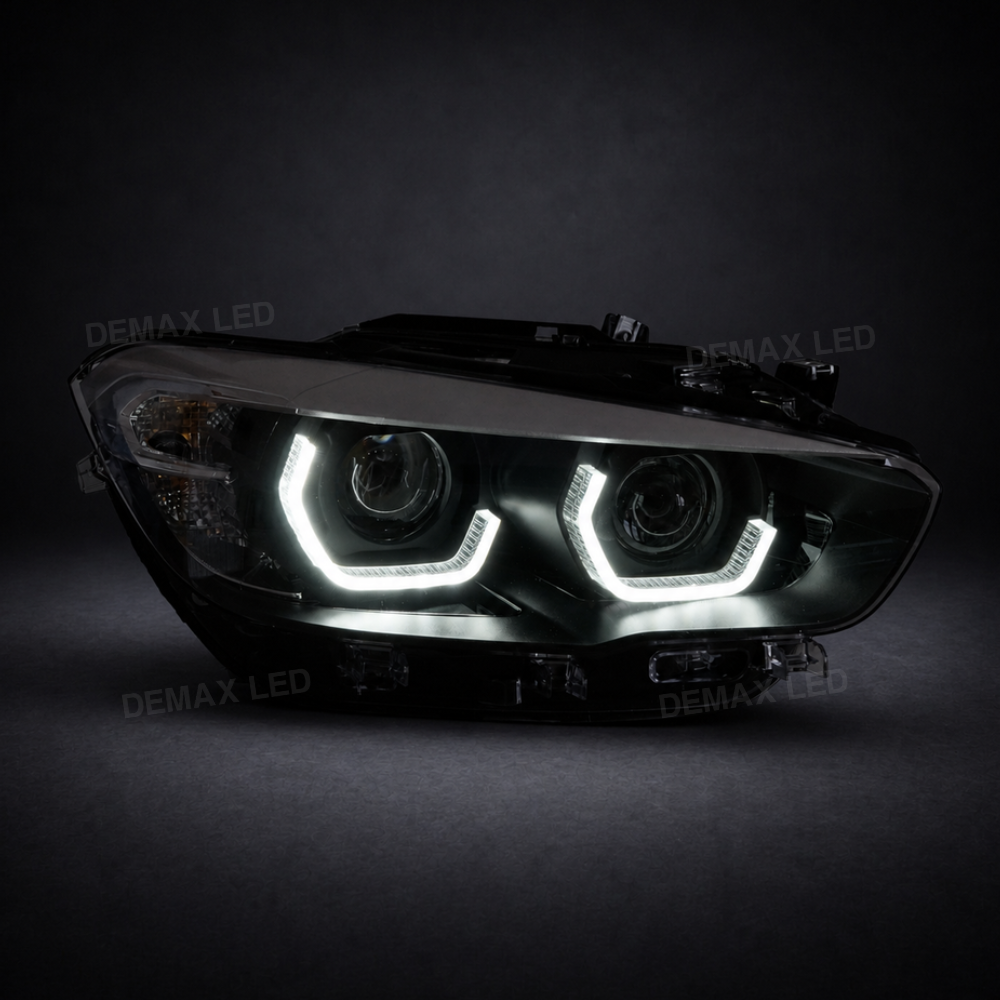 Position lights of BMW 1 Series F20/F21 LCI Full LED headlights at night