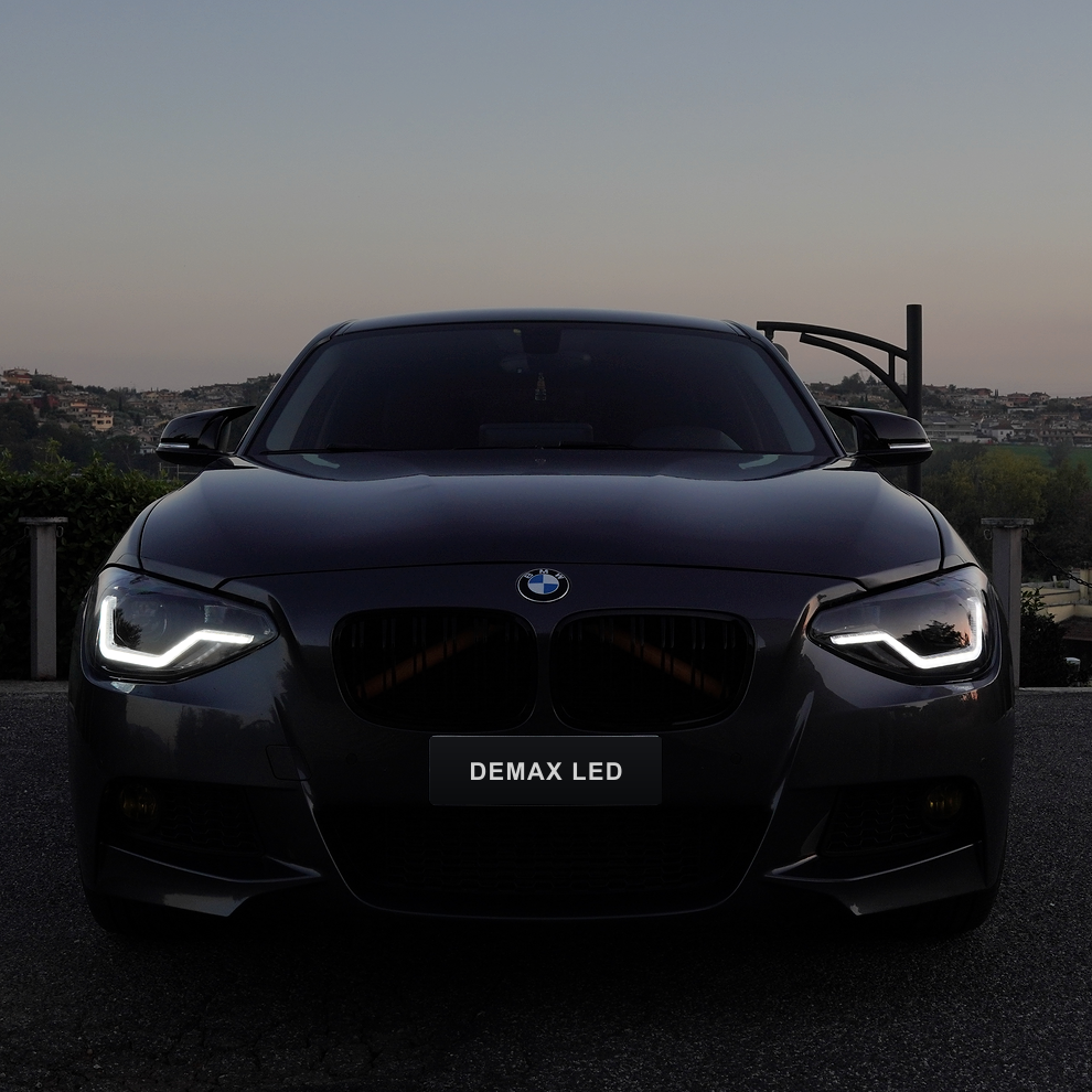 BMW 1 Series F20/F21 Pre-LCI with LED headlights installed, front view at dusk