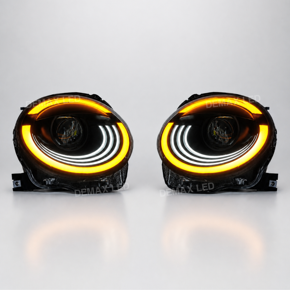 Full LED headlight for North American Fiat 500 and Abarth with amber turn signal on