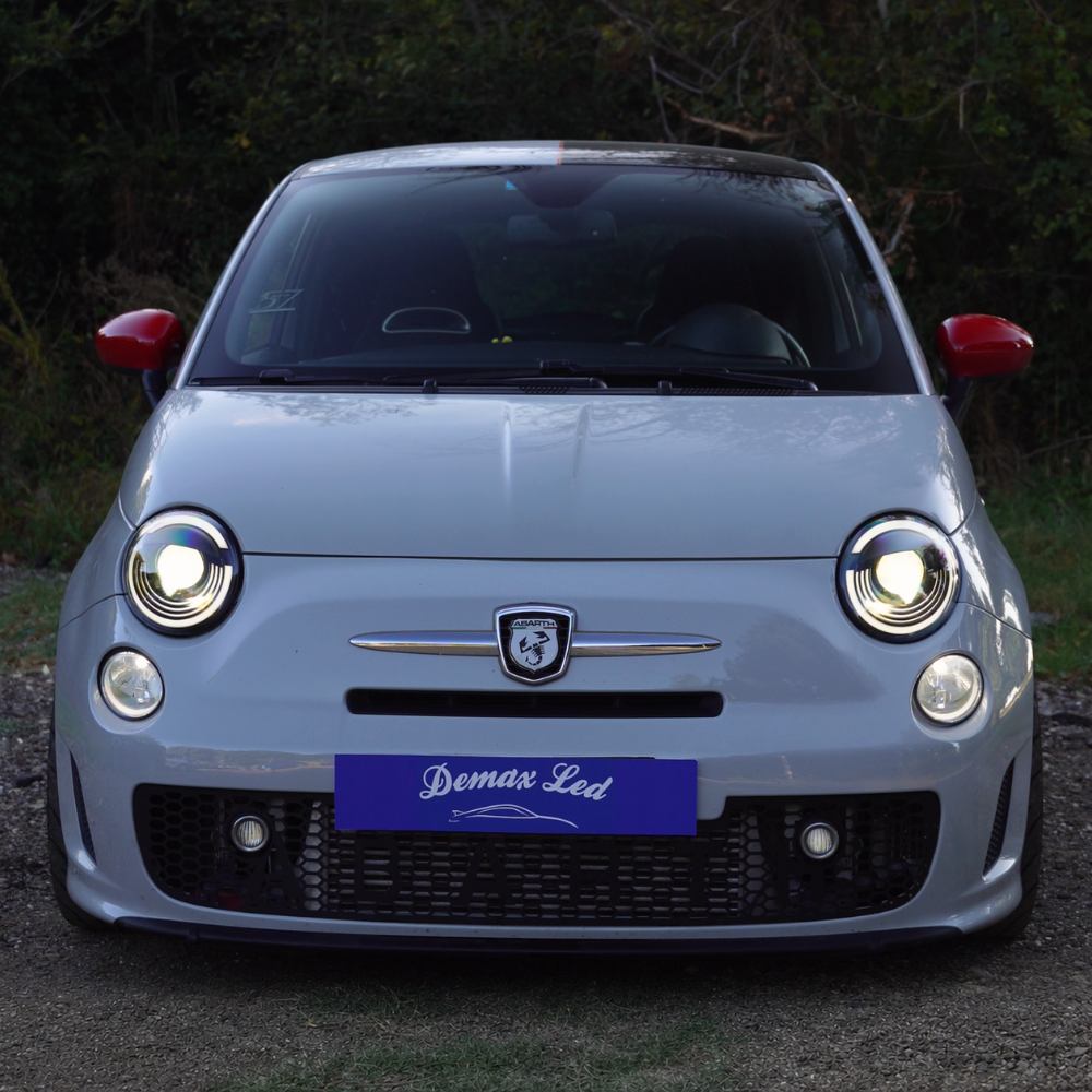 North American Fiat 500 and Abarth Full LED headlights with low beams on