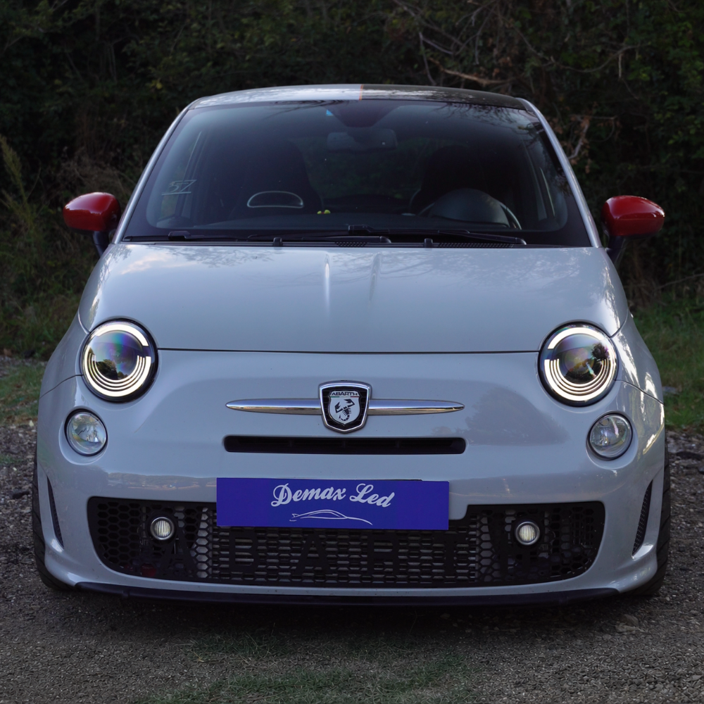 Full LED headlights for North American Fiat 500 and Abarth 2012–2019 with position lights on